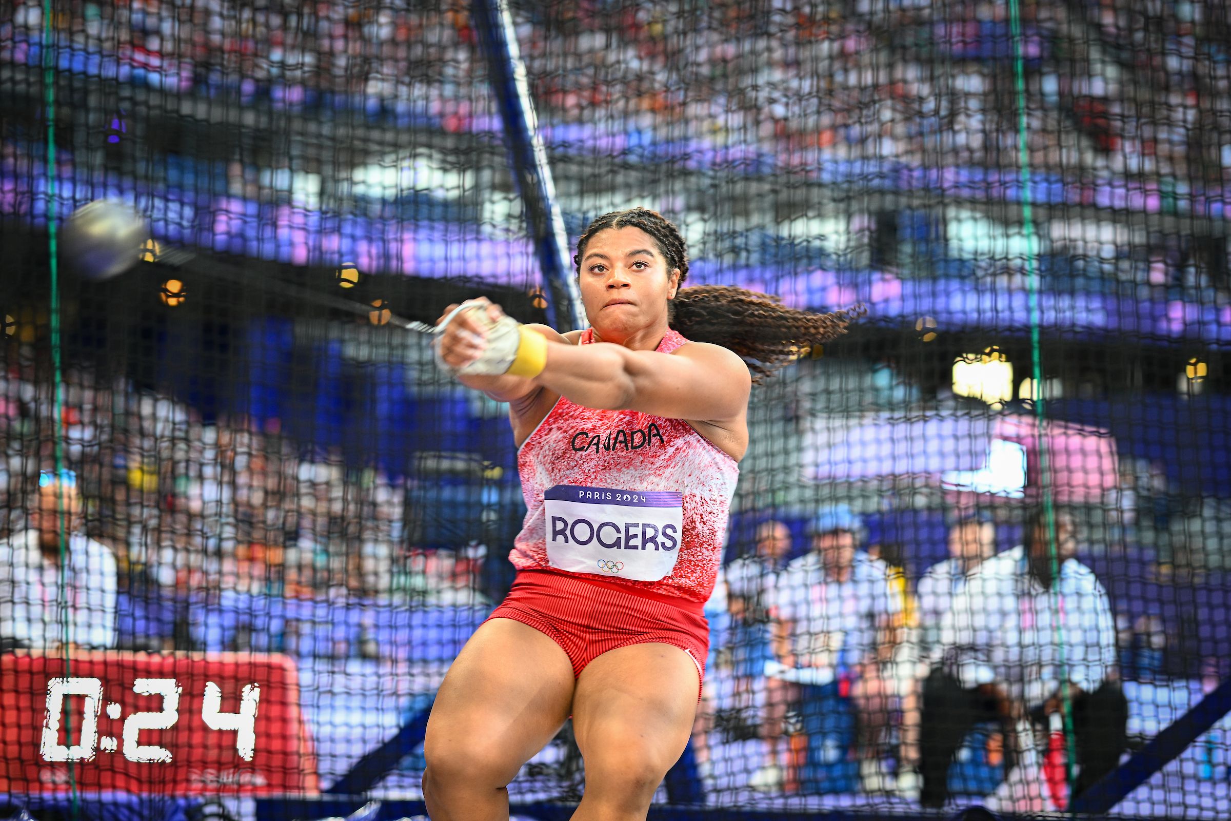 Camryn Rogers in the hammer at the Paris 2024 Olympic Games