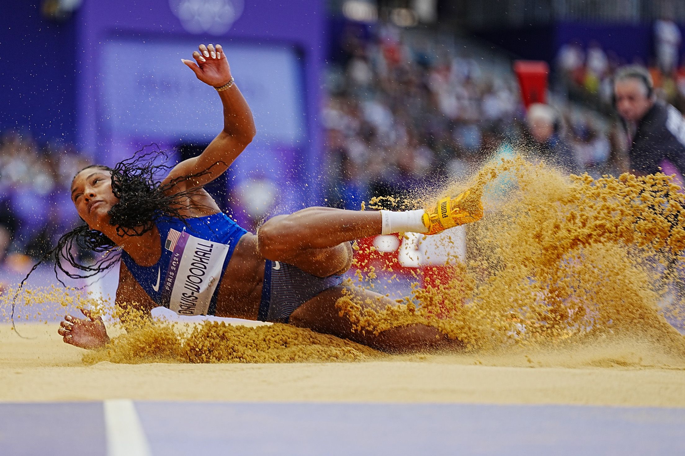 Tara Davis-Woodhall in the long jump at the Paris 2024 Olympic Games