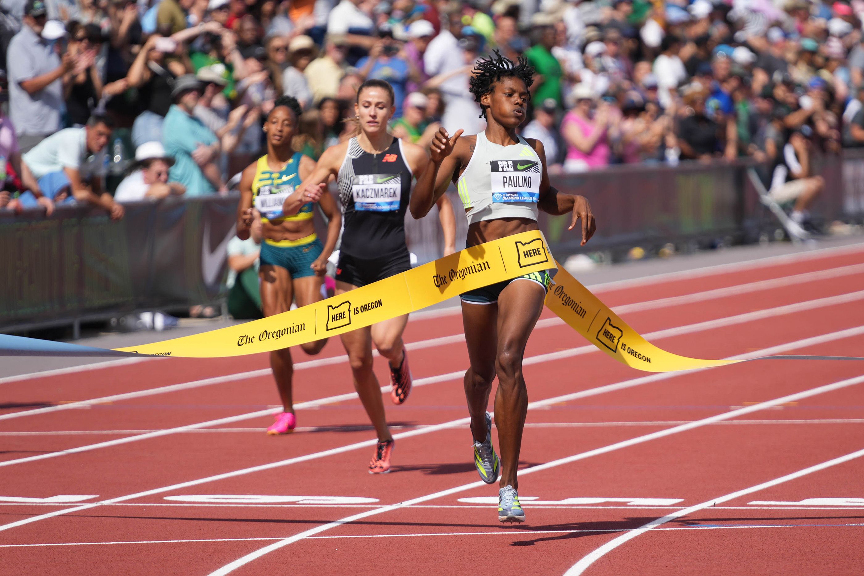 Marileidy Paulino and Natalia Kaczmarek in Diamond League action