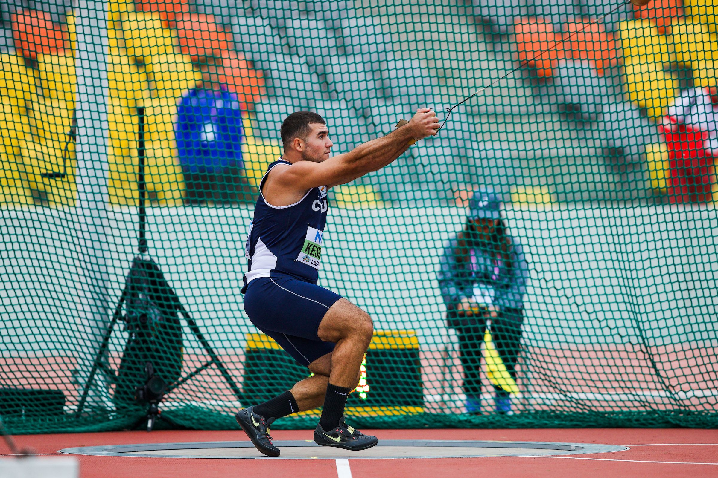 Iosif Kesidis competes in hammer qualification in Lima