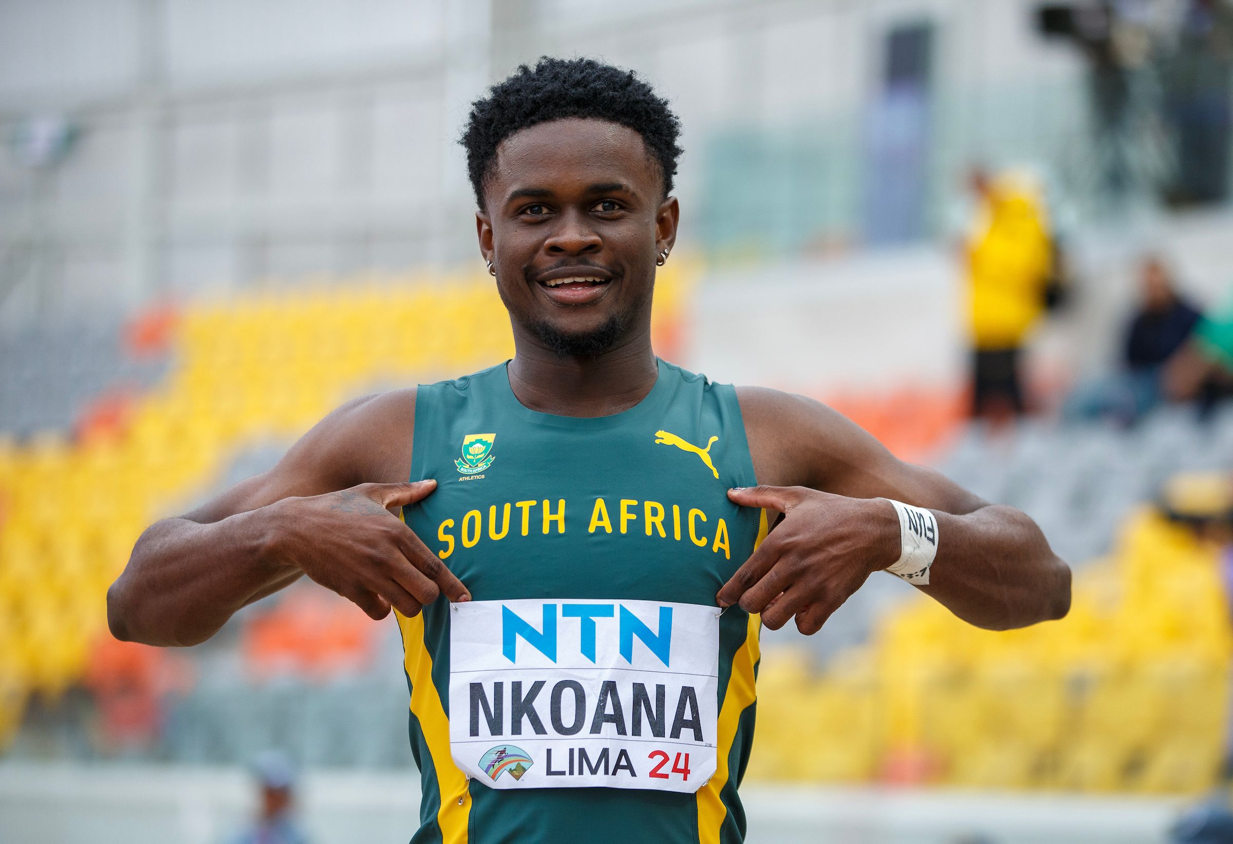 Bradley Nkoana at the World Athletics U20 Championships in Lima