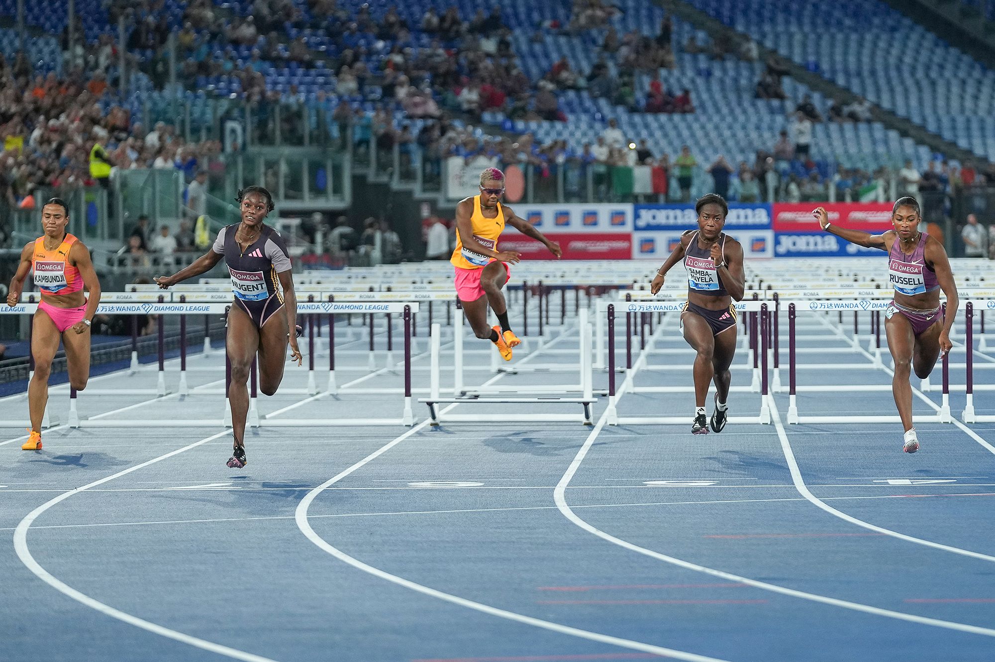 Ackera Nugent wins the 100m hurdles in Rome