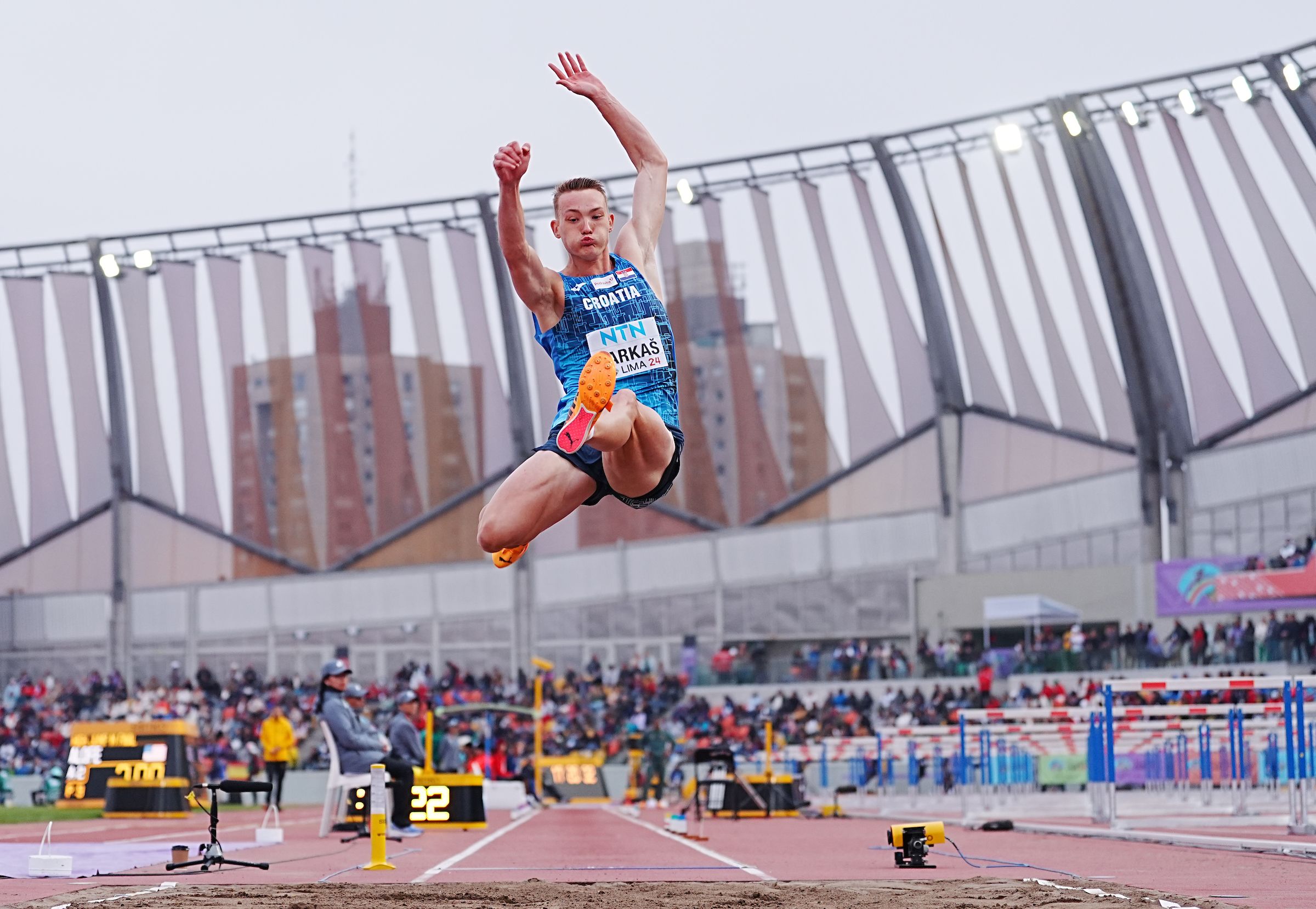 Roko Farkas in the long jump at the World U20 Championships in Lima