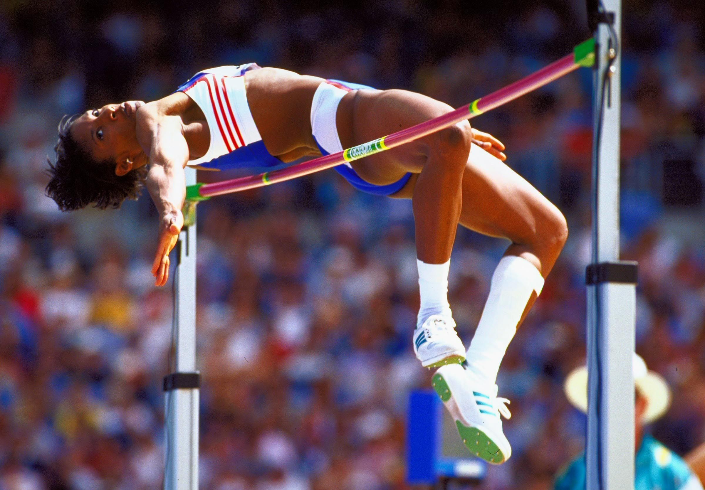 Denise Lewis in the heptathlon high jump in Sydney