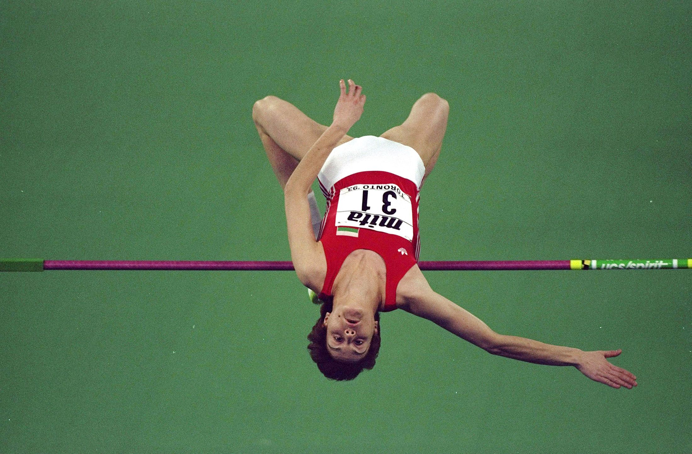 Stefka Kostadinova in action in the high jump