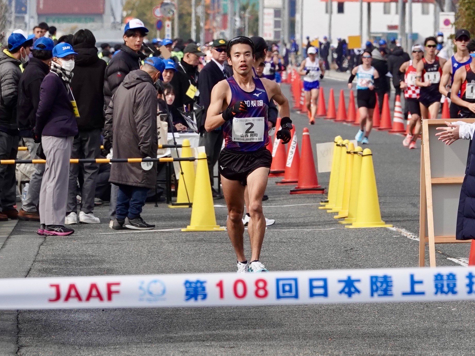 Toshikazu Yamanishi on his way to a world 20km race walk record in Kobe