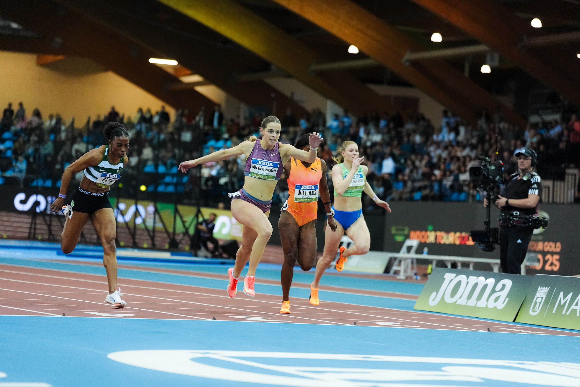 Patrizia van der Weken wins the 60m at the World Indoor Tour Gold meeting in Madrid