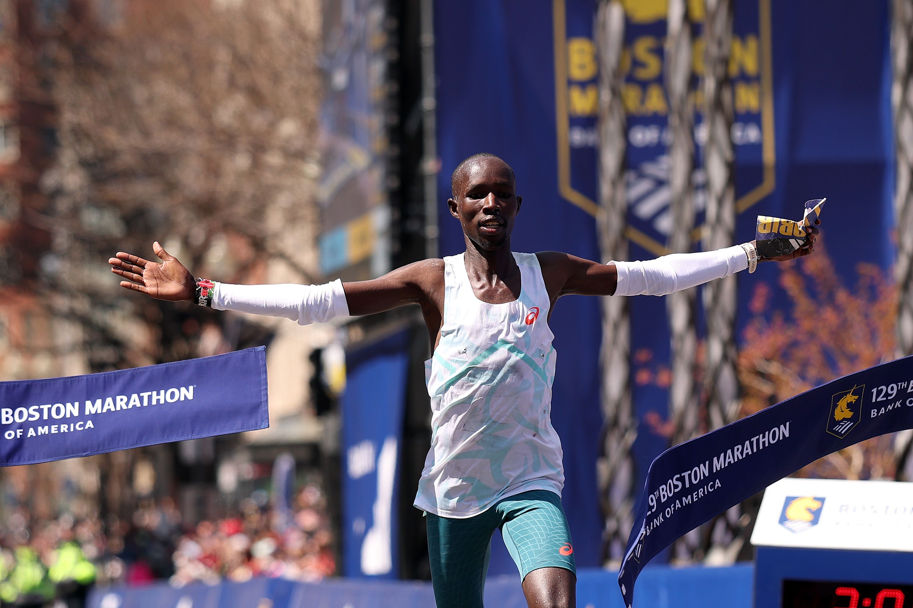 John Korir wins the Boston Marathon