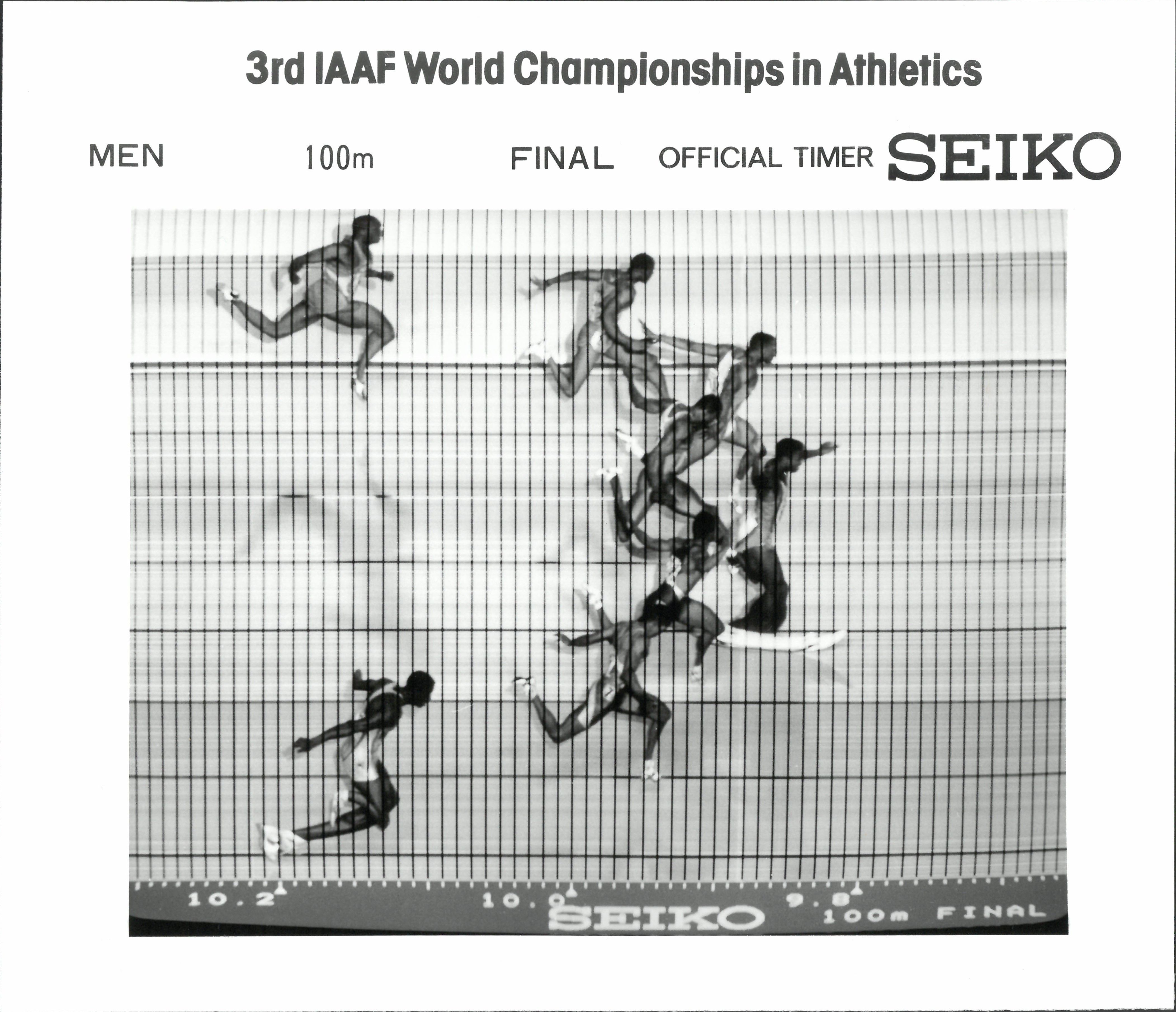 Lewis's 100m world record captured by Seiko's photo finish