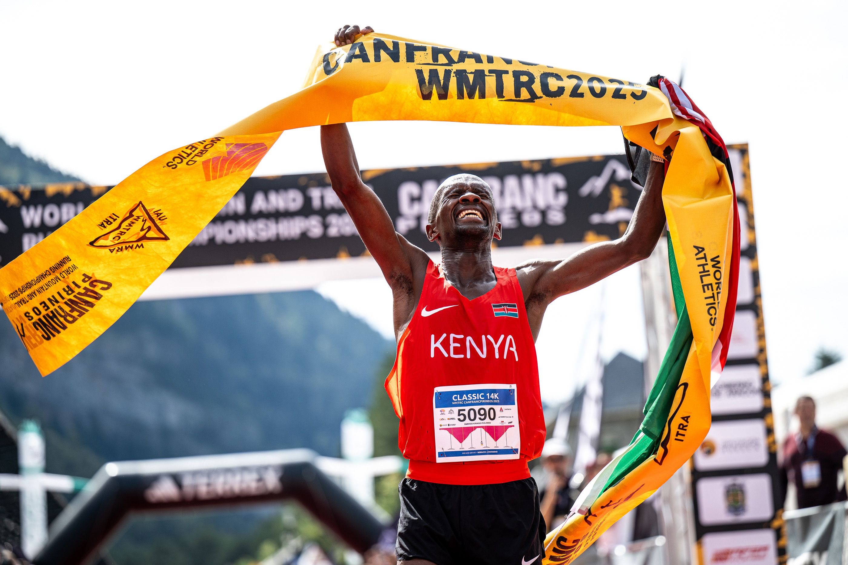 Philemon Kiriago celebrates his classic race win in Canfranc