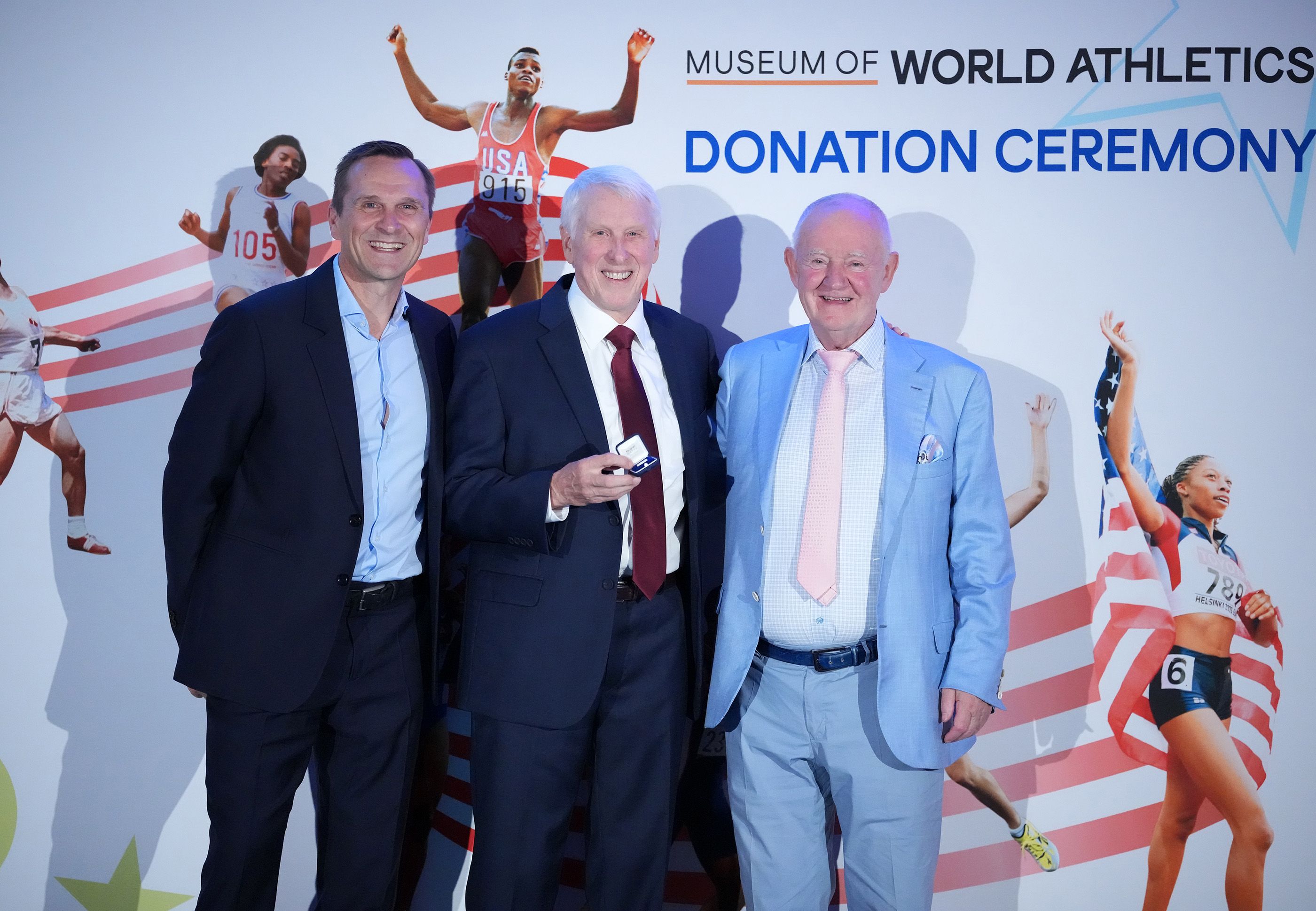 Jon Ridgeon, Dave Wottle and Michael Burke in New York