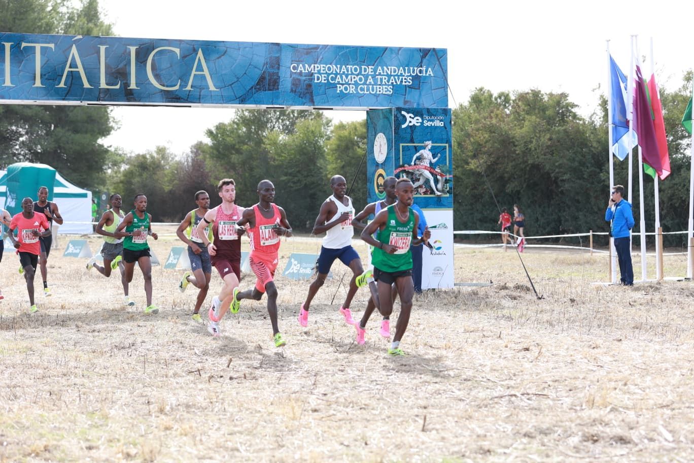 Rodrigue Kwizera leads during the Cross Internacional de Italica