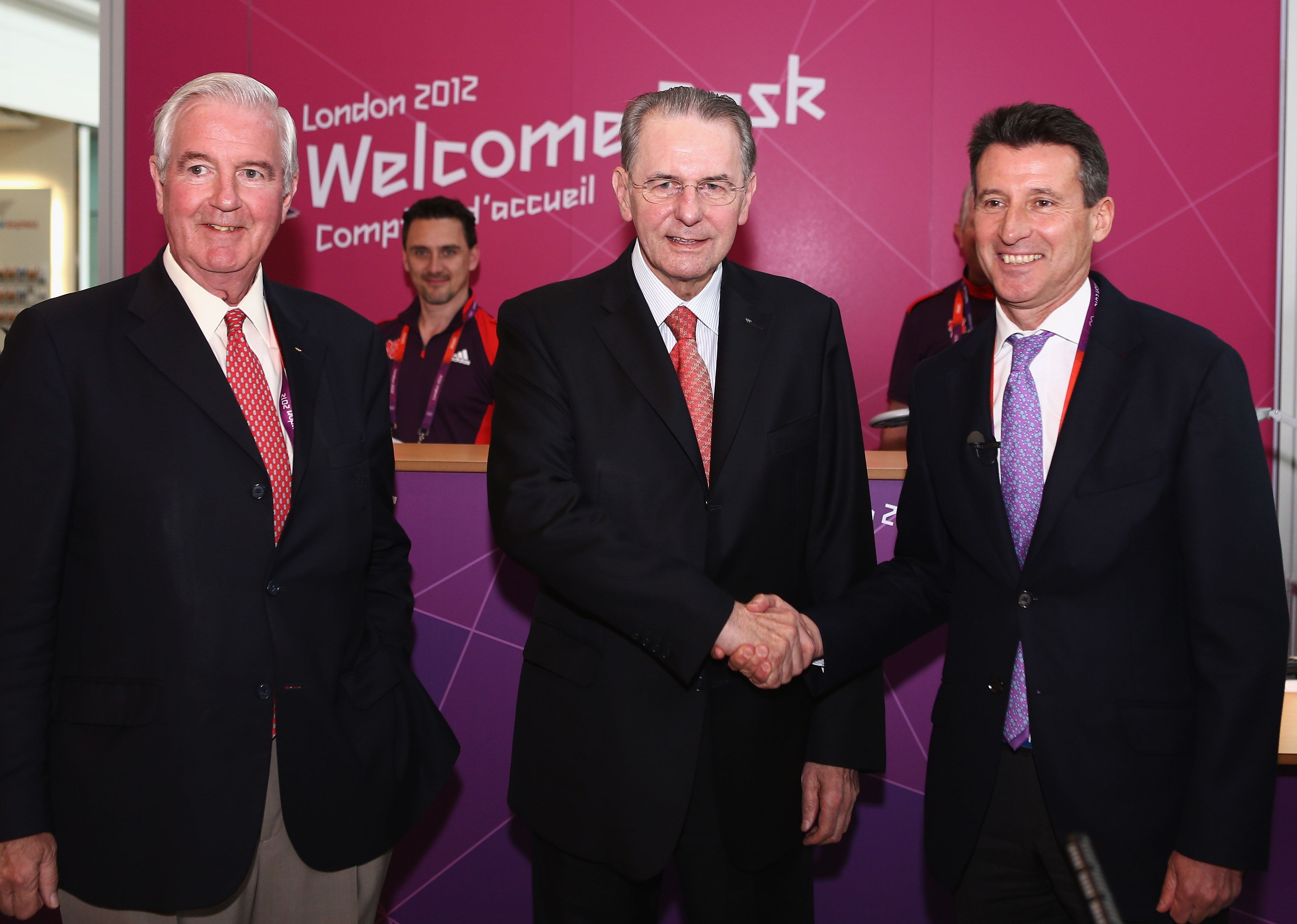 Craig Reedie, Jacques Rogge and Sebastian Coe in London in 2012