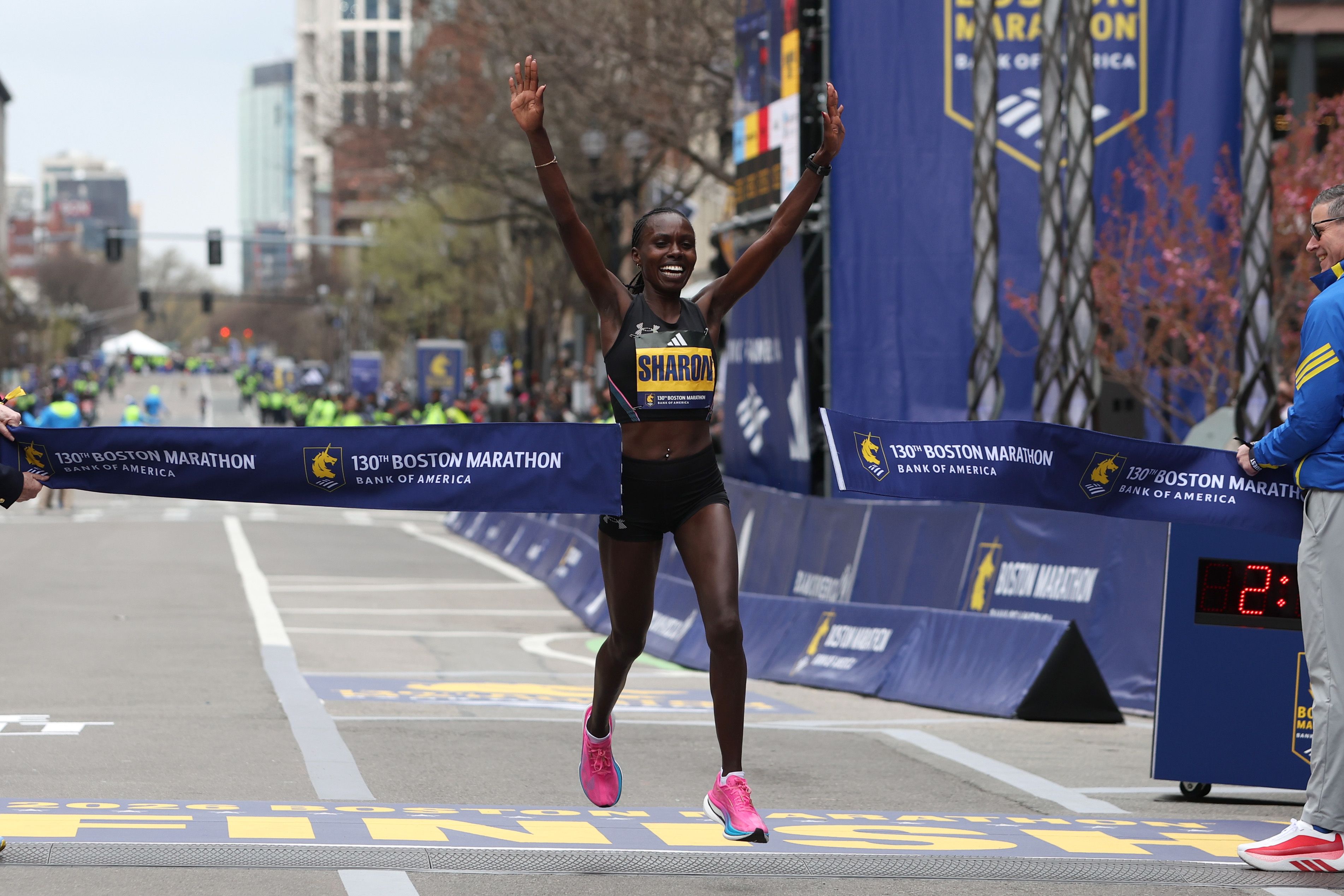 Sharon Lokedi wins the Boston Marathon