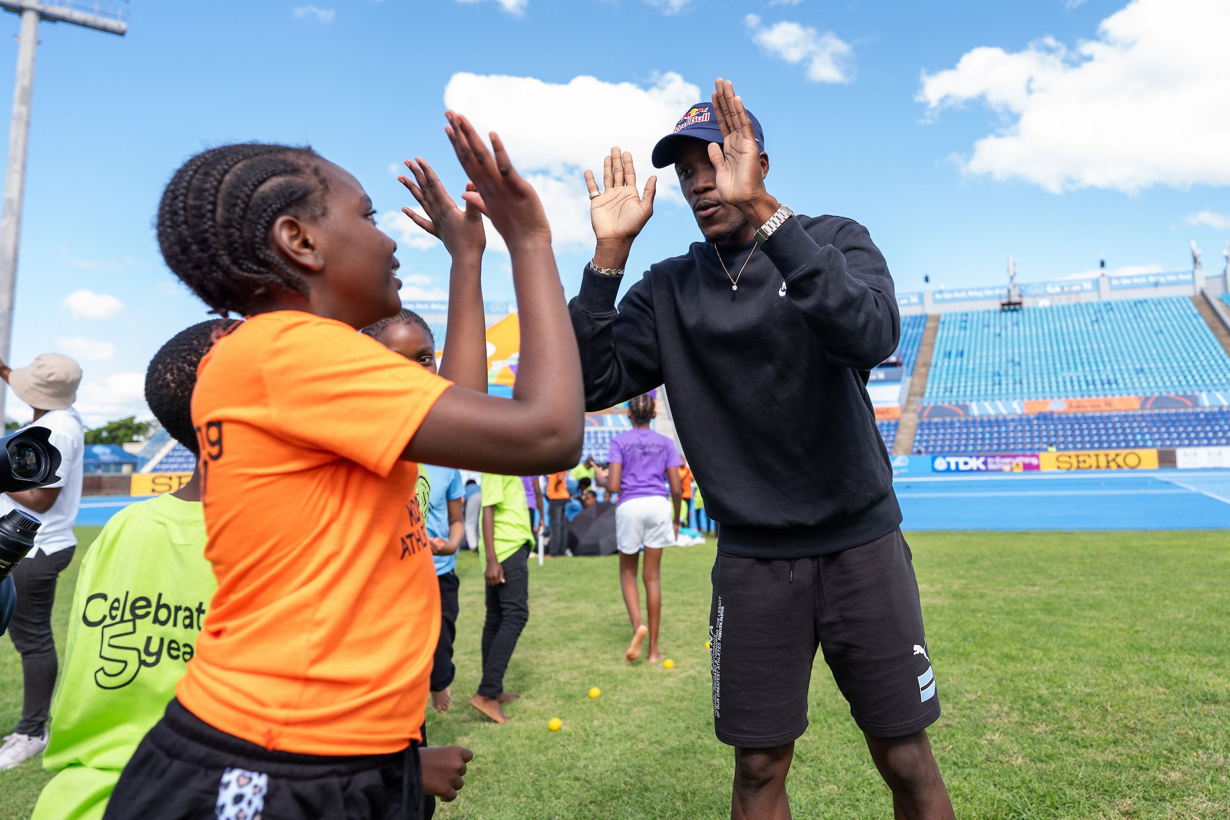 Letsile Tebogo at the Kids' Athletics activation
