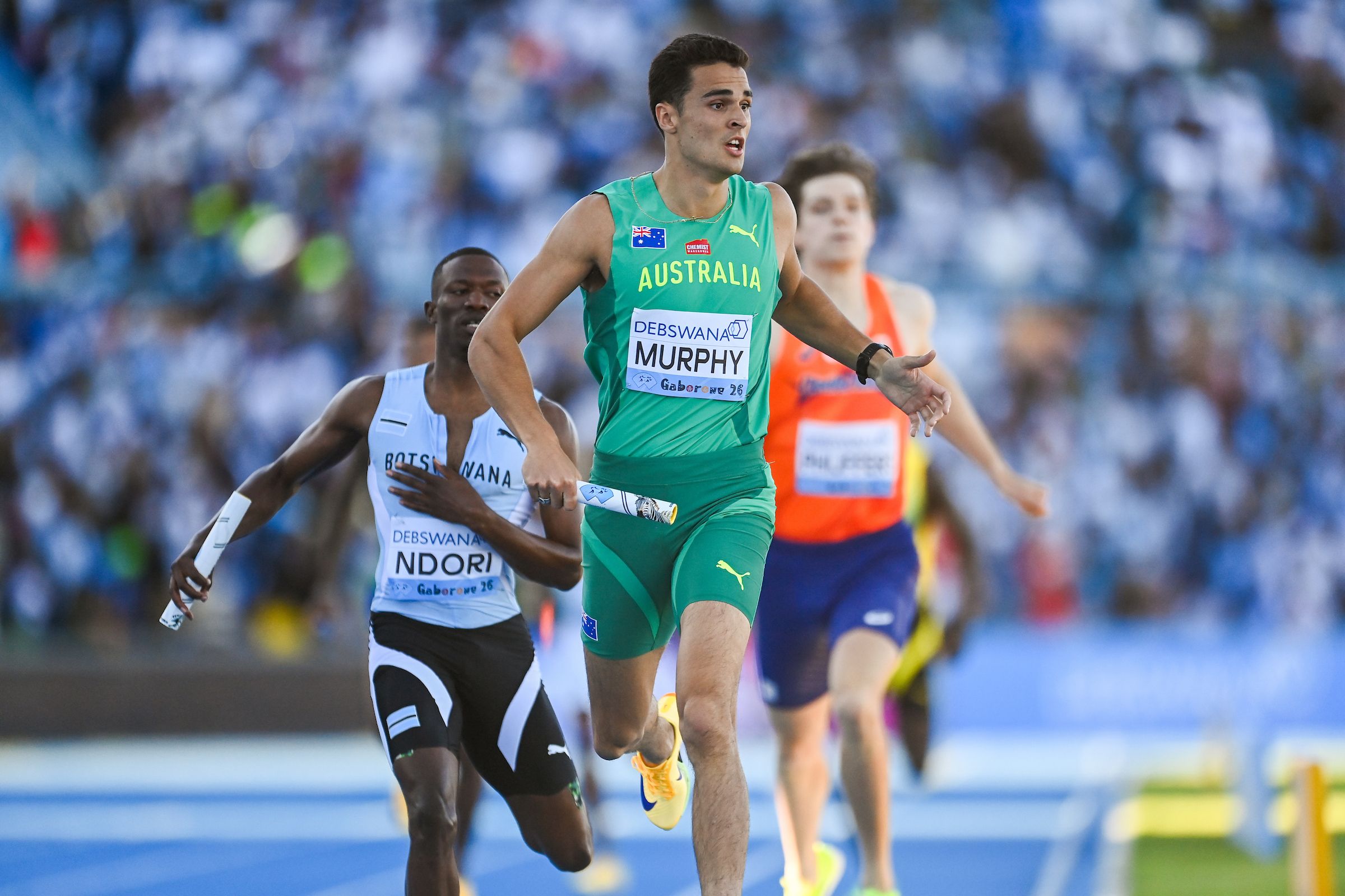 Australia's Andrew Murphy in the men's 4x400m in Gaborone