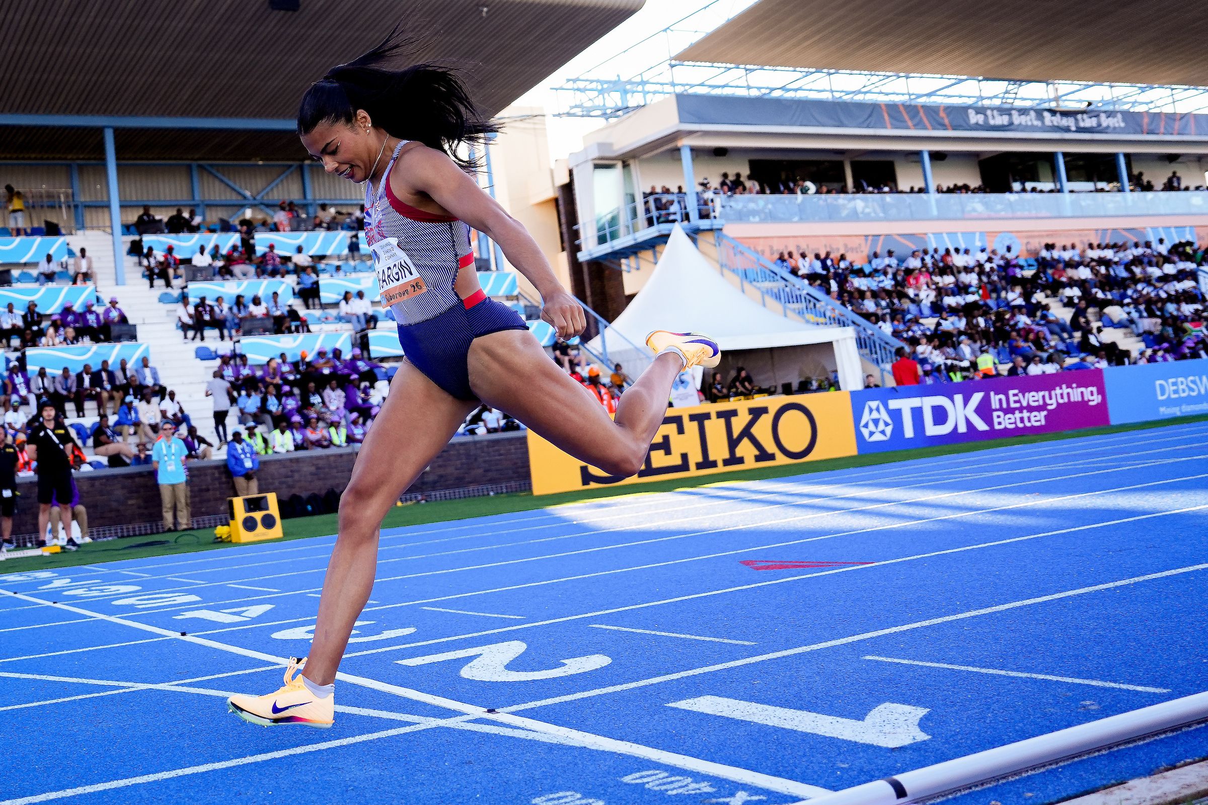 Britain's Nicole Yeargin in the women's 4x400m in Gaborone