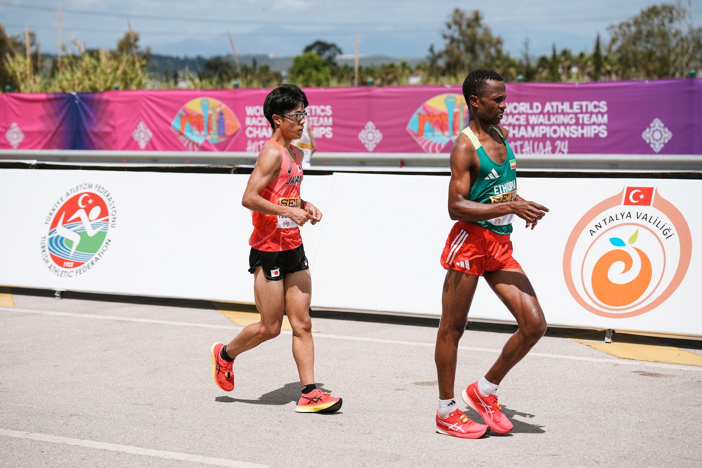 Misgana Wakuma at the World Athletics Race Walking Team Championships in Antalya in 2024