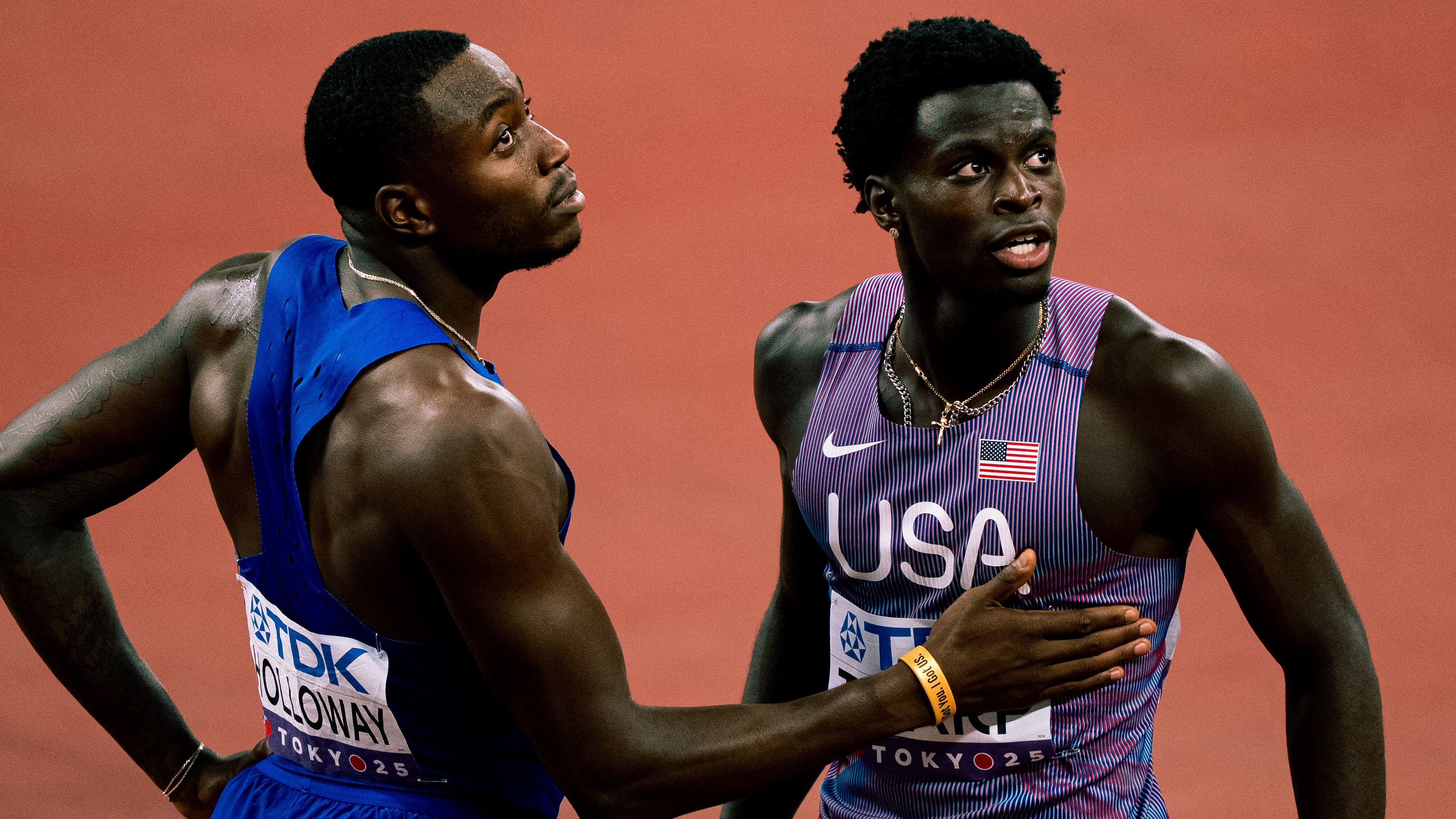 Grant Holloway and Ja&rsquo;Kobe Tharp at the World Championships in Tokyo