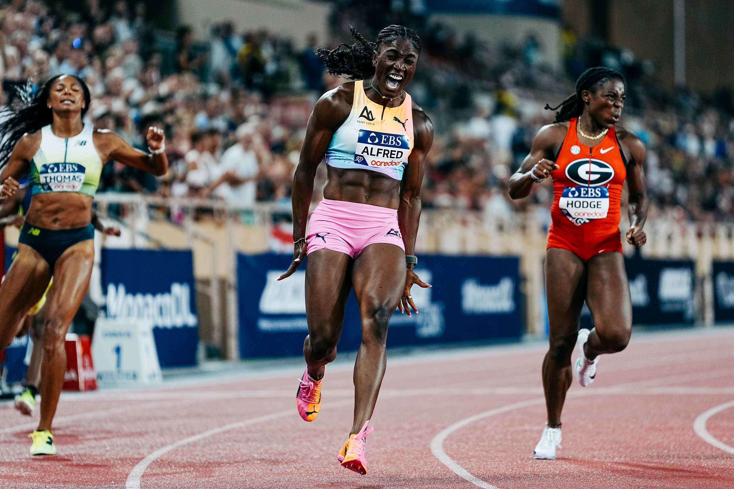 Julien Alfred wins the 200m in Monaco
