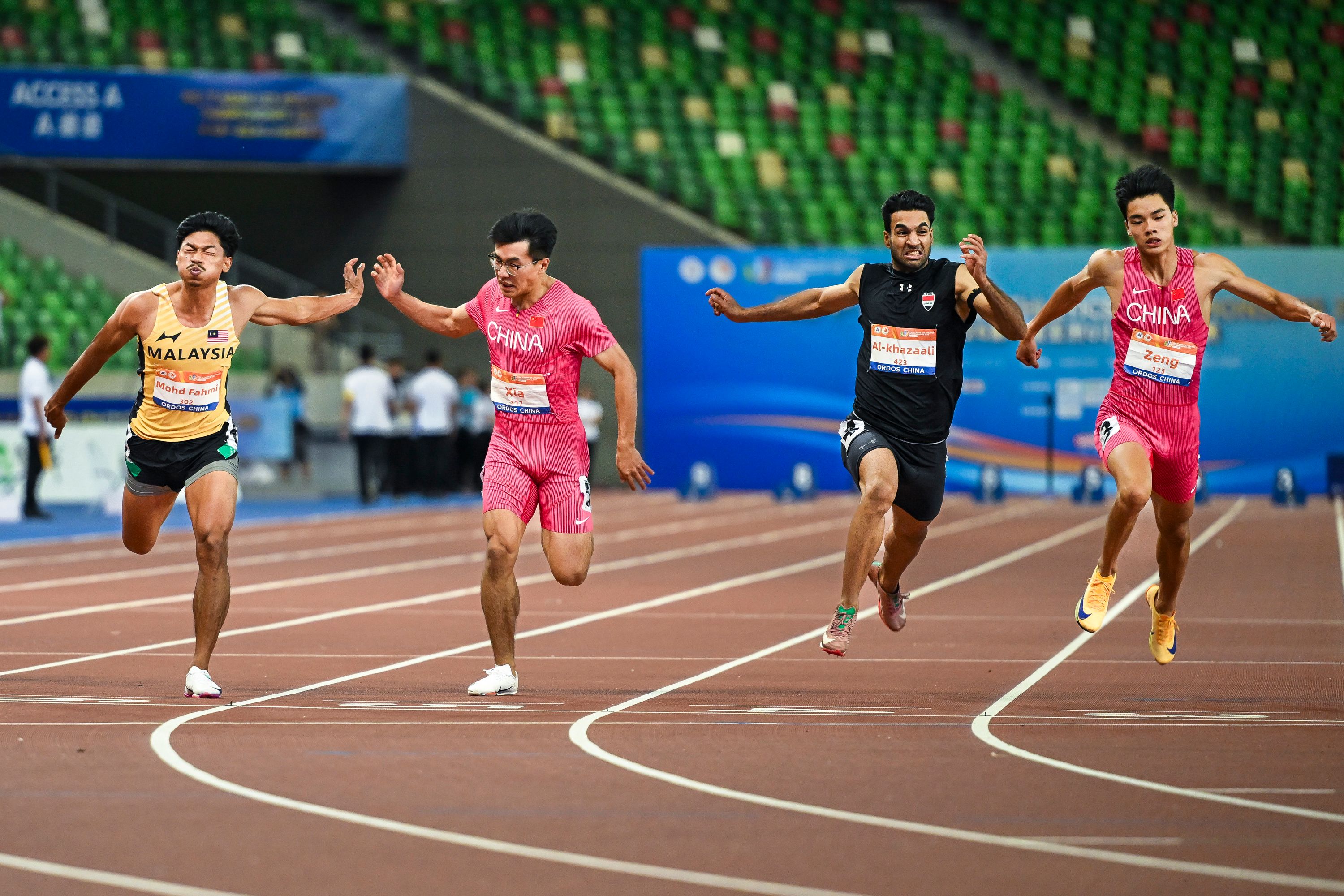 The men's 100m final at the Asian U23 Championships in Ordos 