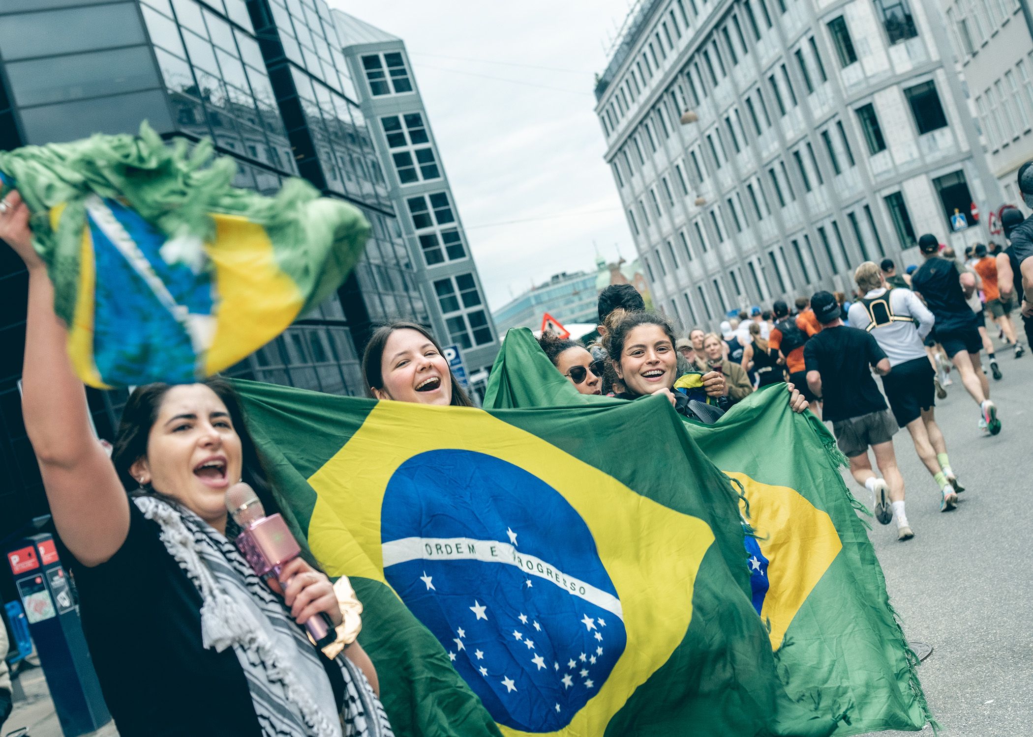 Spectators with Brazilian flags