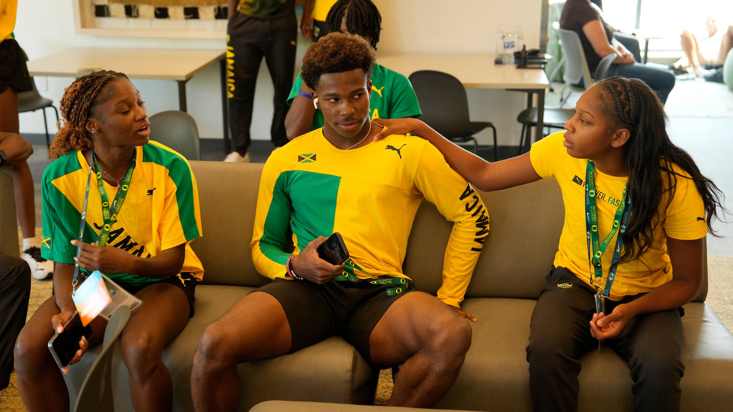 Jamaica's Natrece East, Gary Card and Shanoya Douglas in New Residence Hall