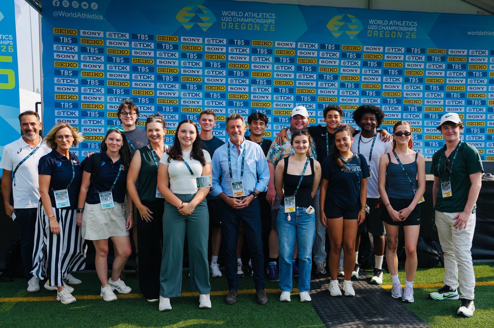 Members of the Media Academy with World Athletics President Sebastian Coe