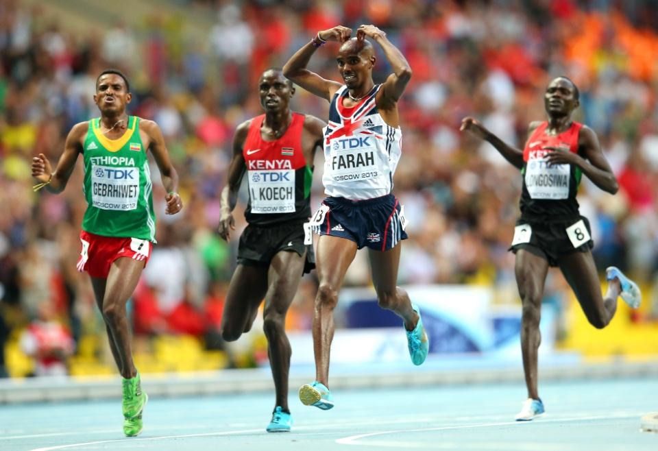 Mo Farah in the mens 5000m final at the IAAF World Athletics Championships Moscow 2013