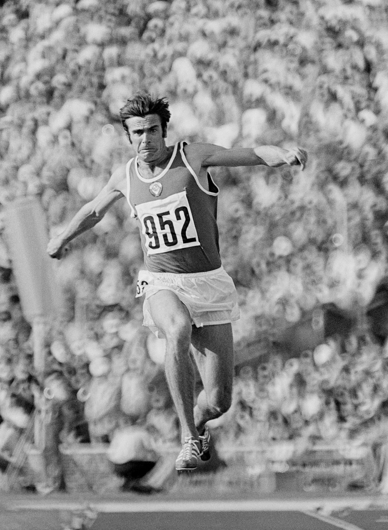 Viktor Saneyev leaping to Triple Jump gold at the 1972 Olympics in Munich