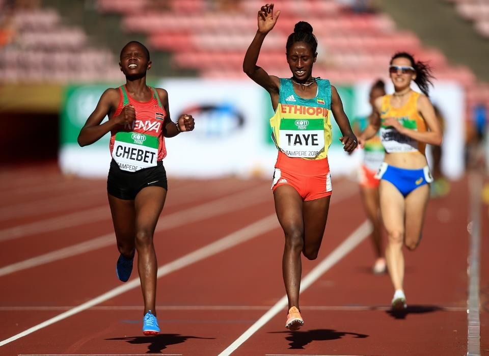 Beatrice Chebet wins the women's 5000m at the IAAF World U20 Championships Tampere 2018