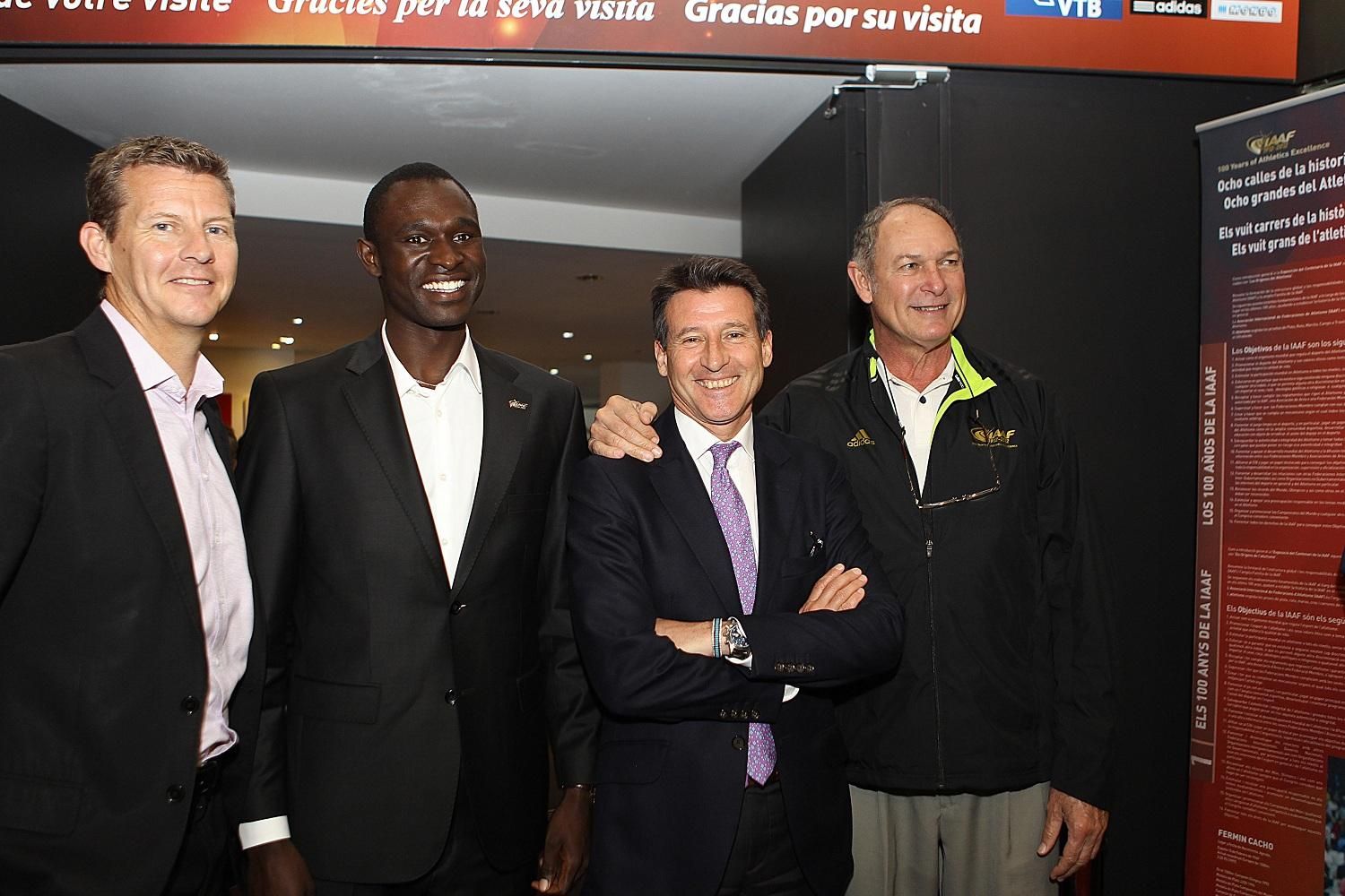 Steve Cram, David Rudisha, Sebastian Coe and Alberto Juantorena at the IAAF Centenary Historic Exhibition