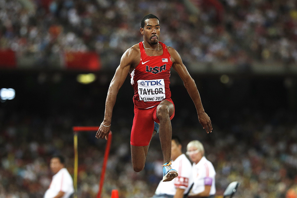 Christian Taylor in the triple jump final at the IAAF World Championships Beijing 2015