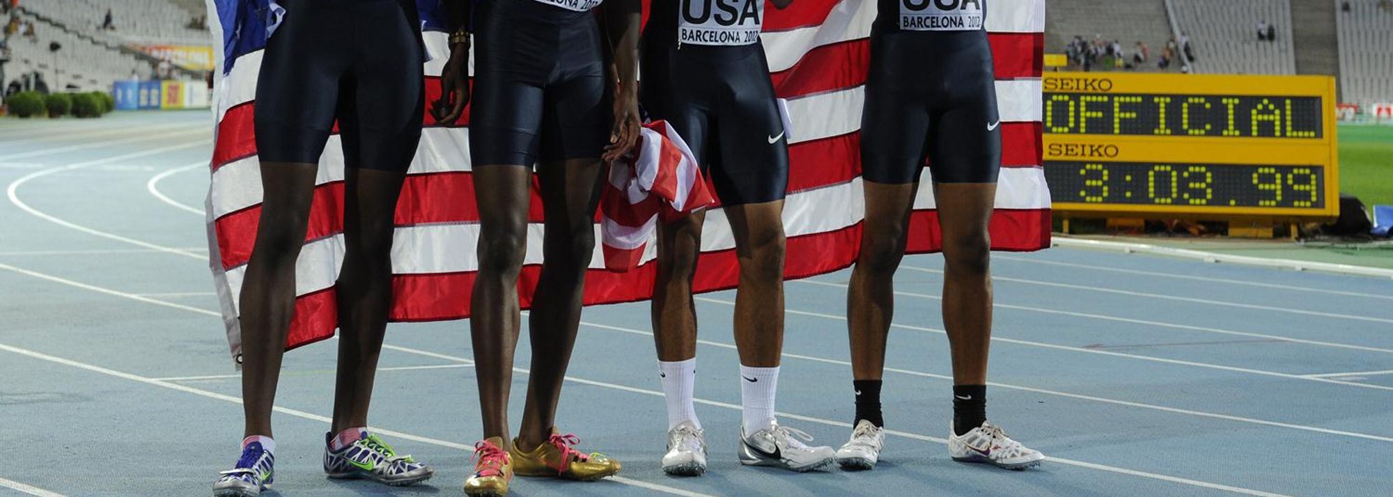 The United States of America completed a sweep of all four relay titles here in Barcelona as the men’s 4x400m team of Quincy Downing, Aldrich Bailey, Chidi Okezie and Arman Hall clocked a new World Junior leading time 3:03.99. 
