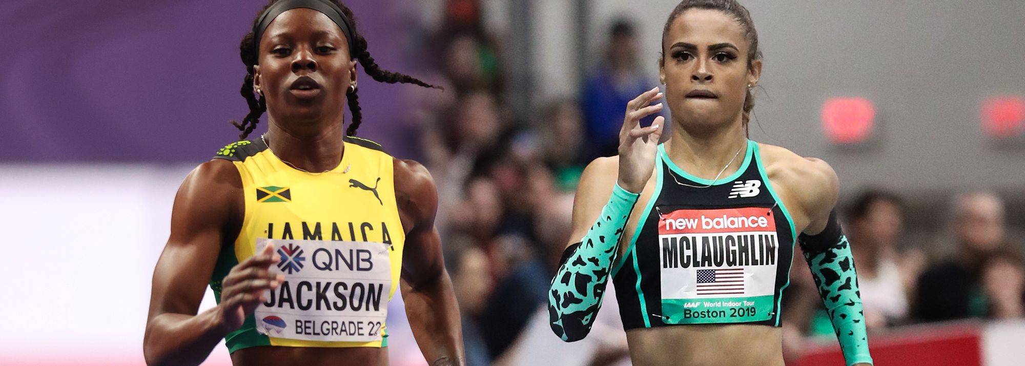 Sydney McLaughlin-Levrone and Shericka Jackson will drop down in distance to race Mikiah Brisco and Aleia Hobbs at the New Balance Indoor Grand Prix