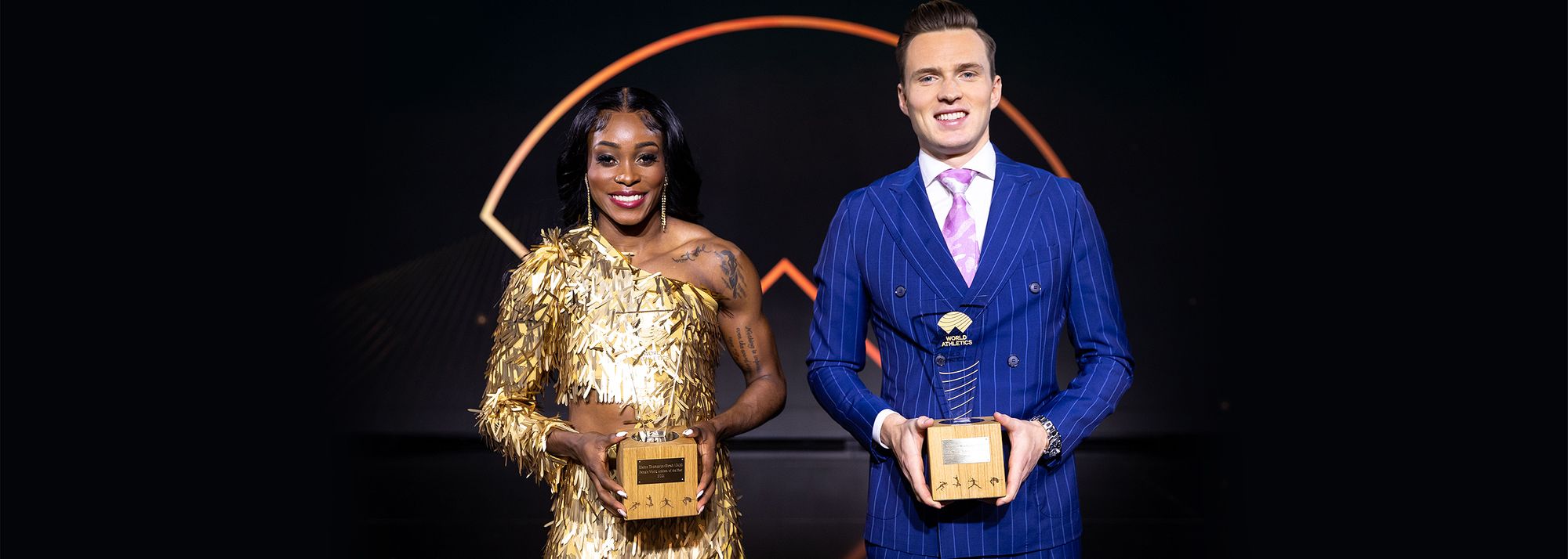 Olympic champions Elaine Thompson-Herah of Jamaica and Karsten Warholm of Norway have been named the World Athletes of the Year