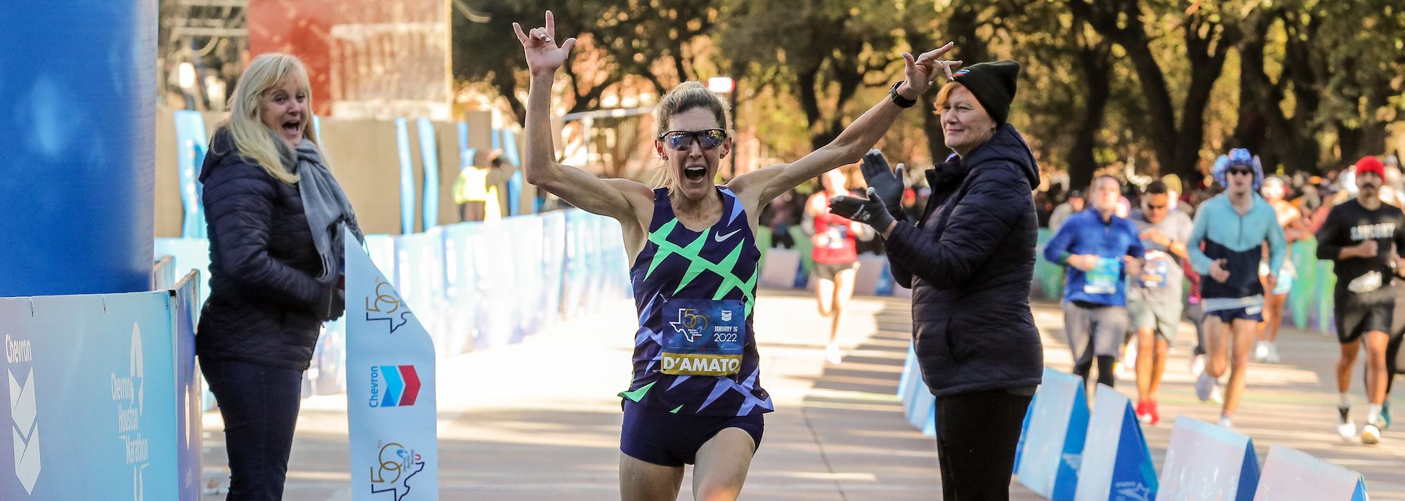 Keira D'Amato broke the long-standing US women’s marathon record, while Kenya’s Vicoty Chepngeno set a North American all-comers’ half marathon record on a busy morning of road race action.
