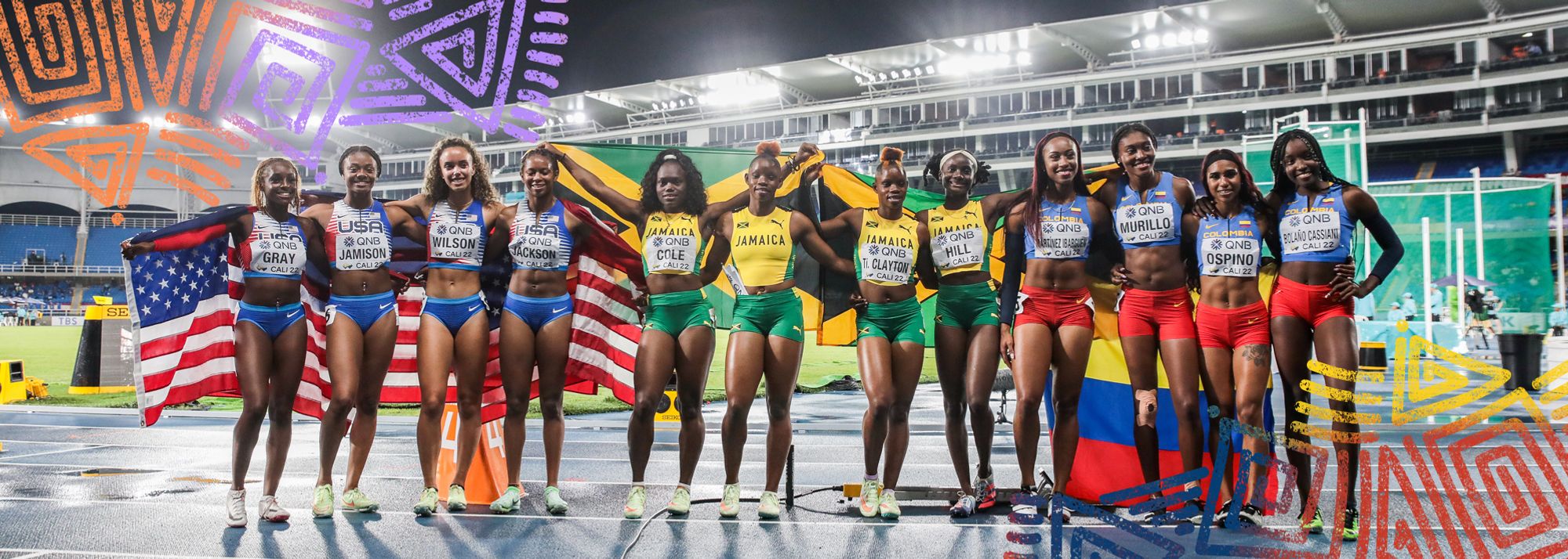 On an evening when lightning bolts filled the sky, a horde of young Jamaican women brought their own electrical storm to the Pascual Guerrero Stadium