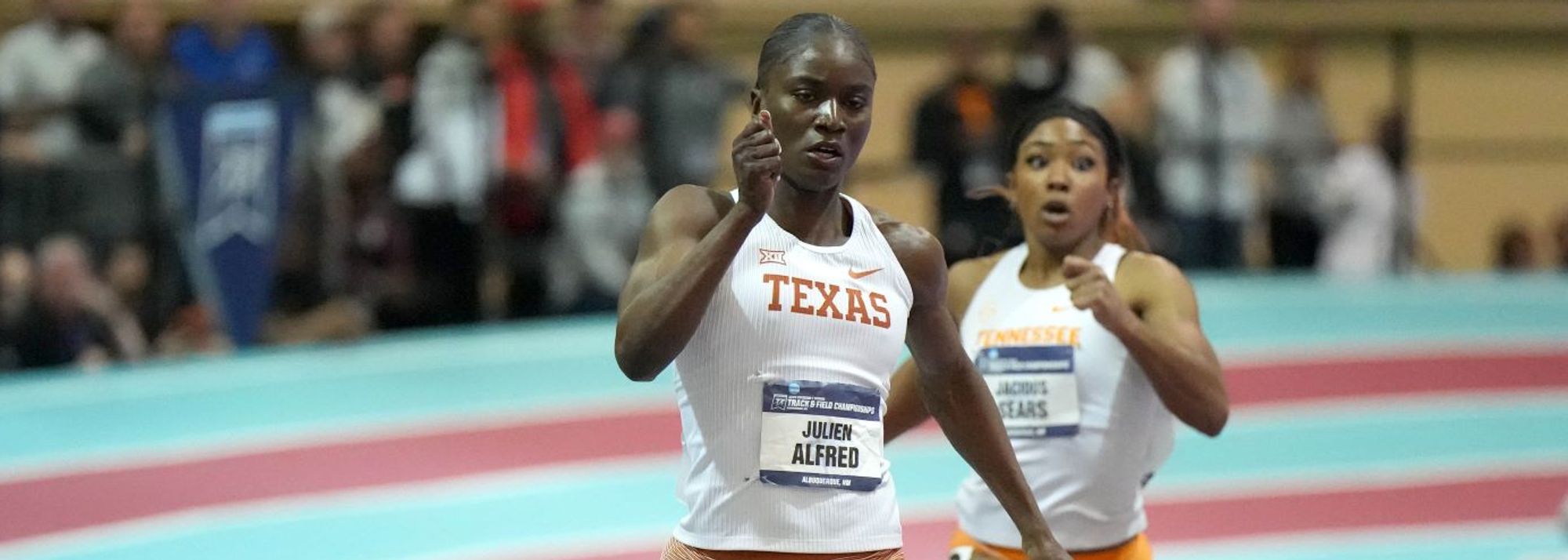 Saint Lucia’s double world finalist Julien Alfred got her season off to a strong start by running 22.28 to win the 200m at the Dr. Martin Luther King Collegiate Invitational