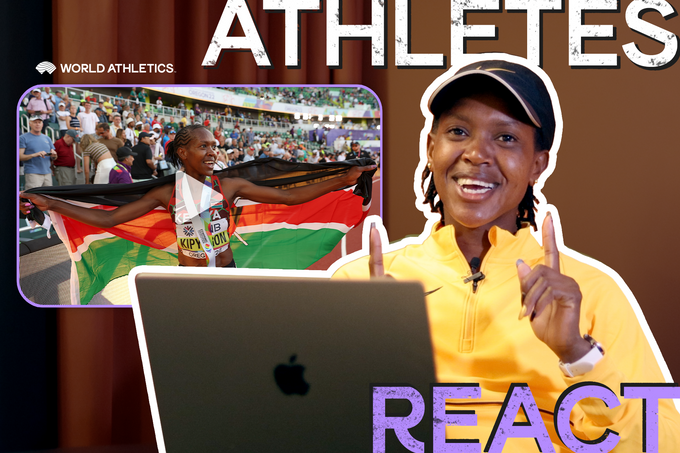 Faith Kipyegon Athletes React graphic