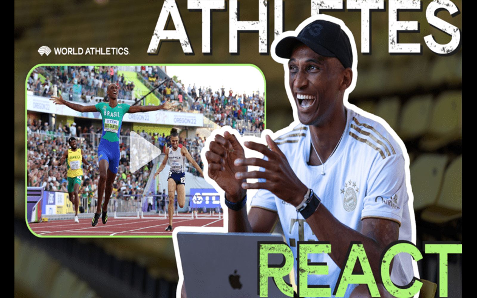 Alison Dos Santos Athletes React graphic