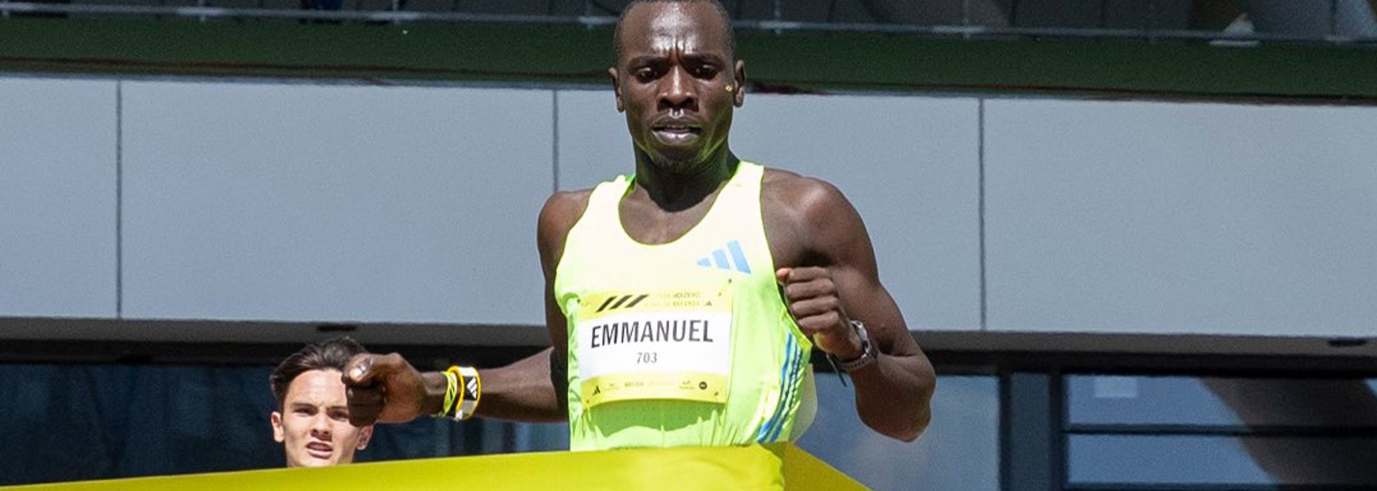 World 800m silver medallist Emmanuel Wanyonyi stepped up to the mile in style, breaking the world road mile record with 3:54.56* at the adizero Road to Records event in Herzogenaurach