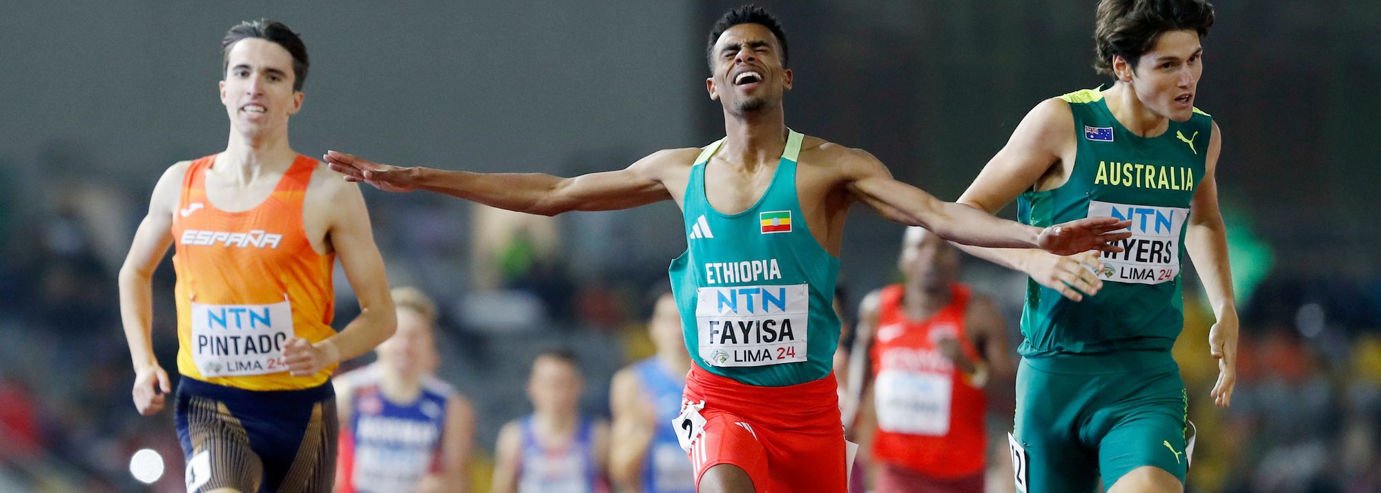 A thrilling men’s 1500m final – won by Ethiopia’s Abdisa Fayisa ahead of Australia’s Cameron Myers – proved the highlight of the men’s action on the final day of the World Athletics U20 Championships Lima 24