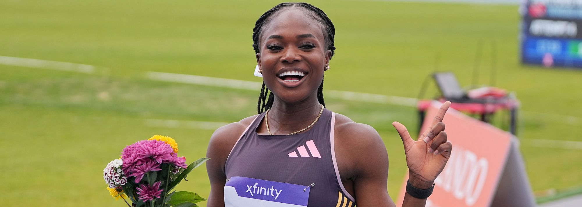 Nigeria’s Favour Ofili became the first woman to dip under 16 seconds for 150m with her performance at the adidas Atlanta City Games street meeting