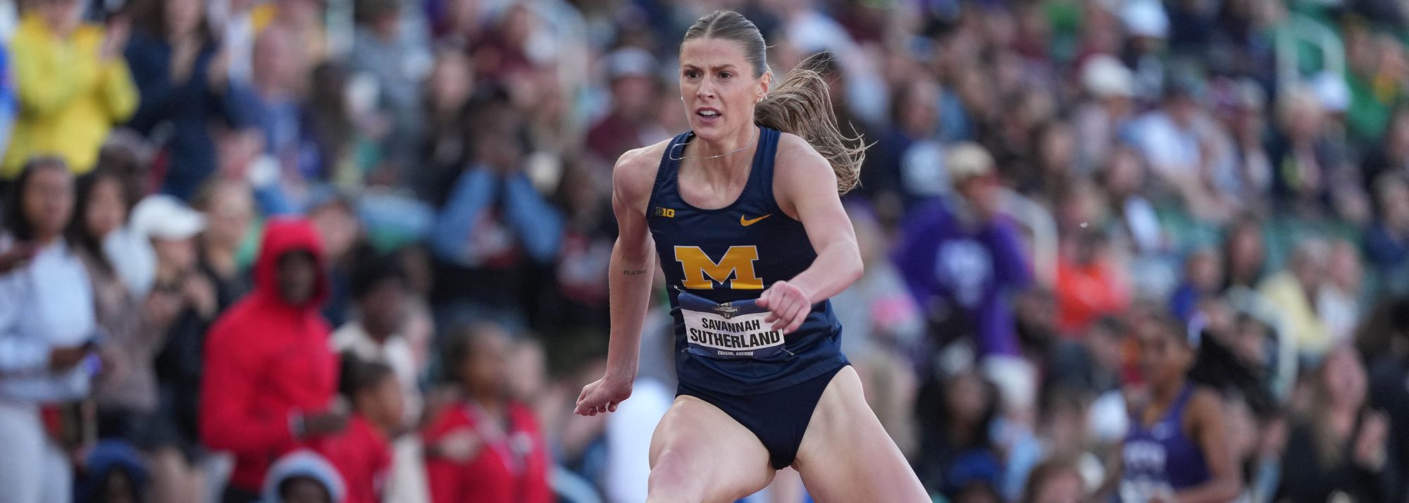 Michigan’s Savannah Sutherland and Alabama’s Doris Lemngole made history on the final day of competition at the NCAA Championships in Eugene