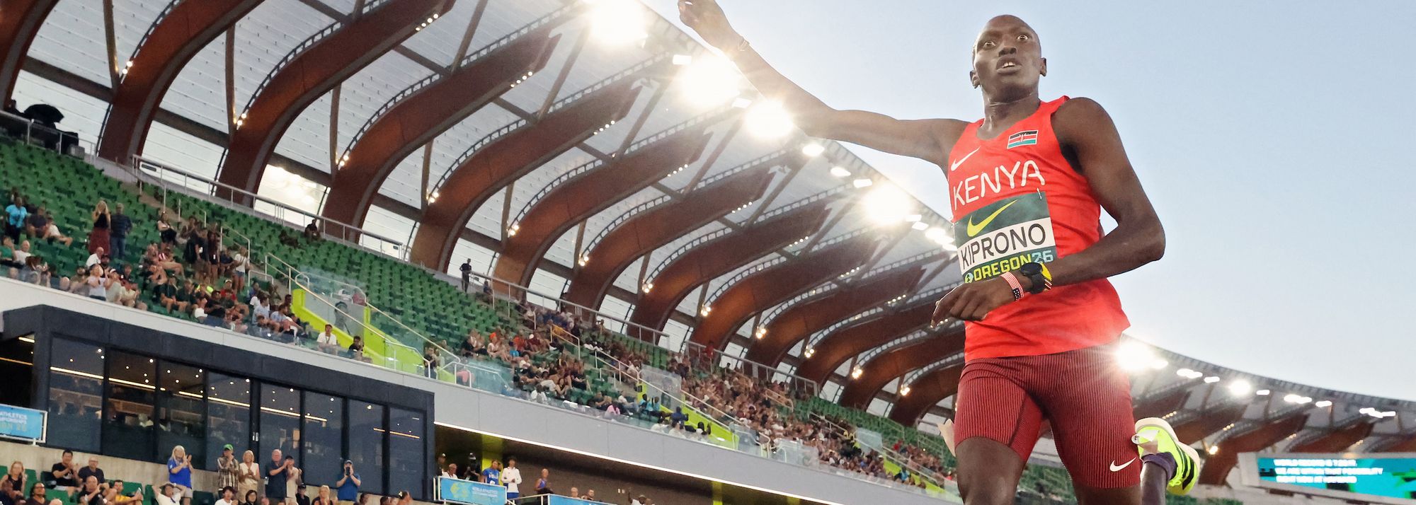 Championship records were set by Emmanuel Kiprono and Jayden Deleon on the third evening of the World Athletics U20 Championships Oregon 26