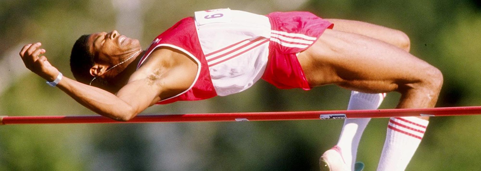 One of two field events also referred to as vertical jumps, competitors in the high jump take off (unaided) from one foot over a four-metre long horizontal bar. 