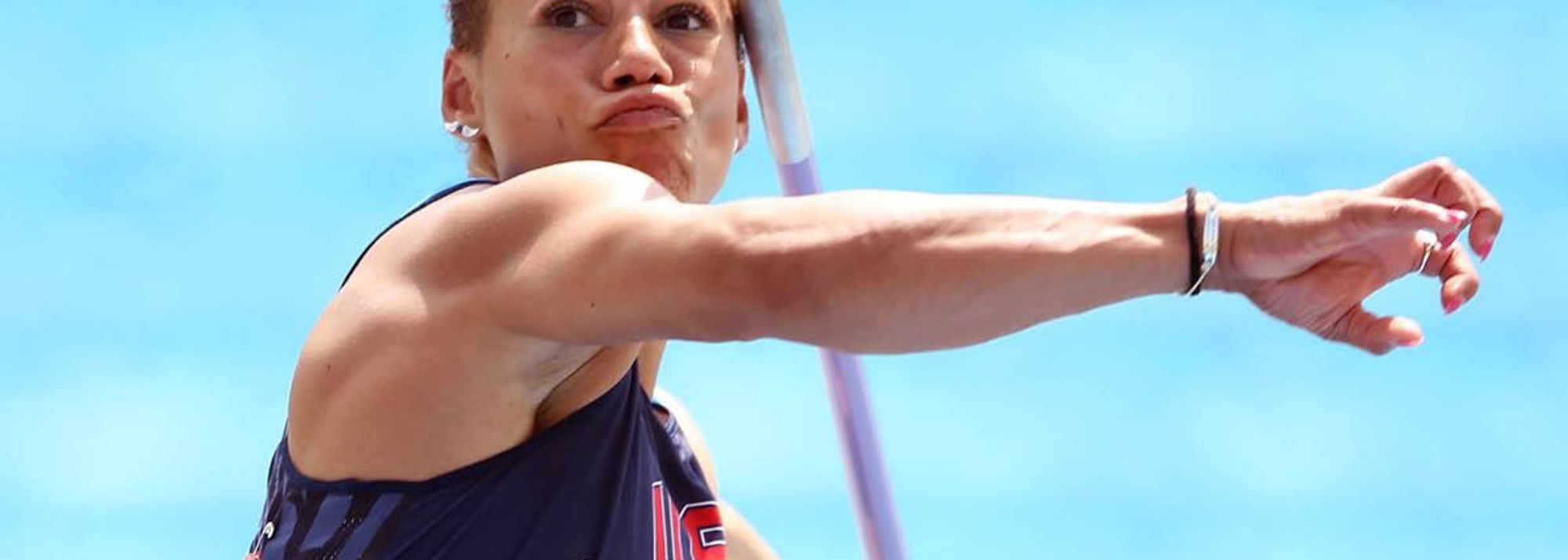 Women's Heptathlon Javelin Throw Strong javelin throw propels