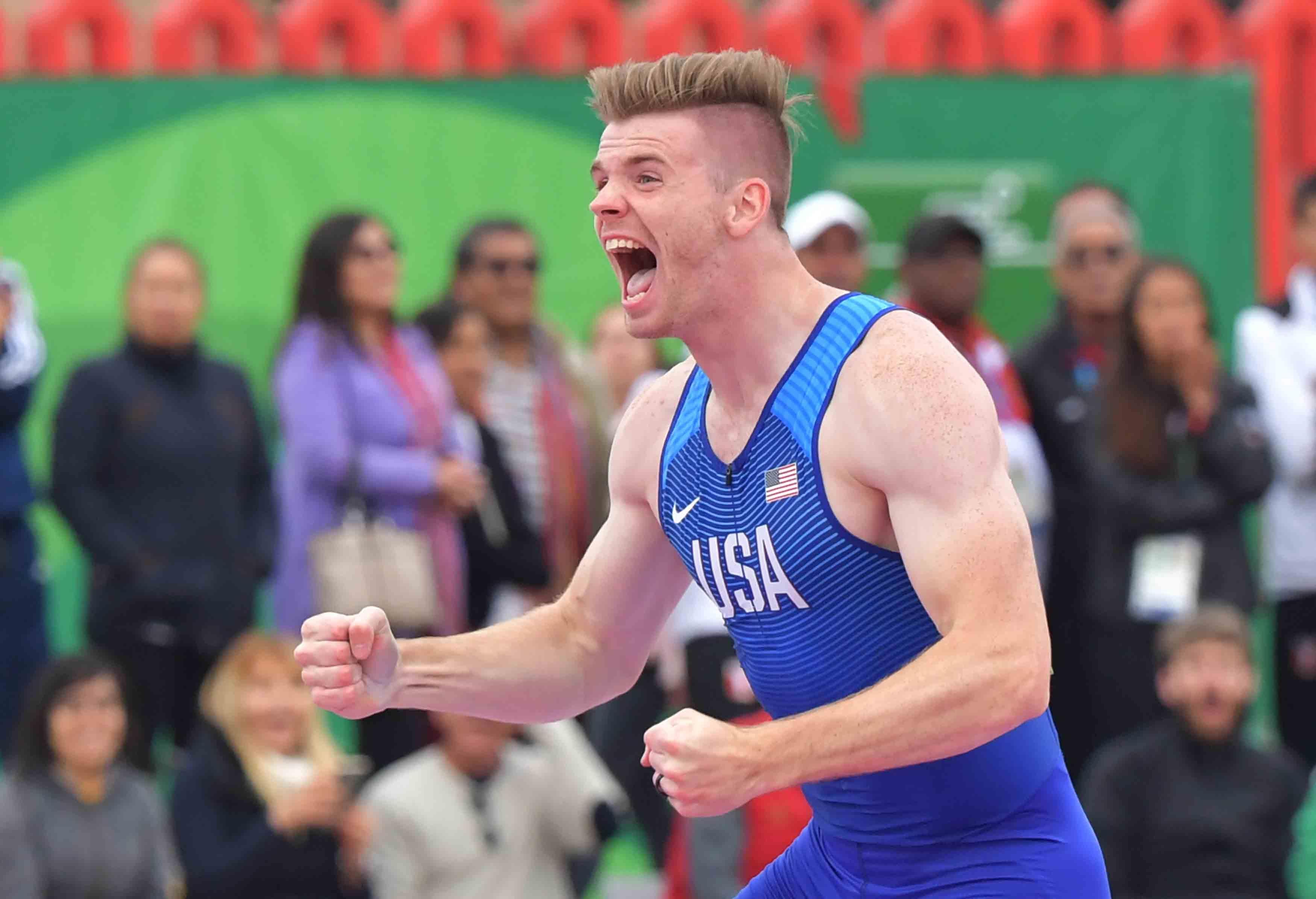 Chris Nilsen after winning the 2019 Pan American Games pole vault title