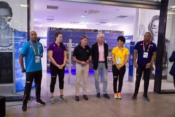 IAAF Continental Cup team captains visit the IAAF Heritage exhibit in Ostrava